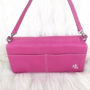 ⤵️$69 Ralph Lauren -Pink Shoulder Bag White Stitch